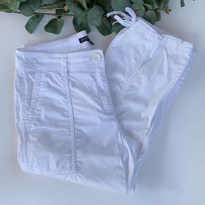Eileen Fisher White Capri Pants with Drawstring Waist